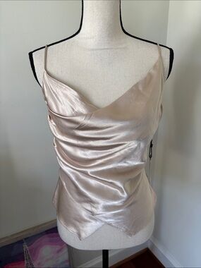 Astr Satin Champagne Cowl Neck Camisole